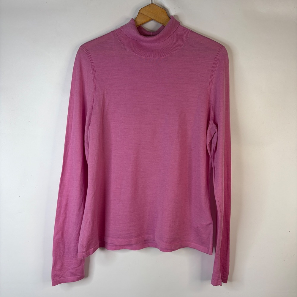 & Other Stories Mock Neck Sweater Women XL Pink Merino Wool Long Sleeve Knit